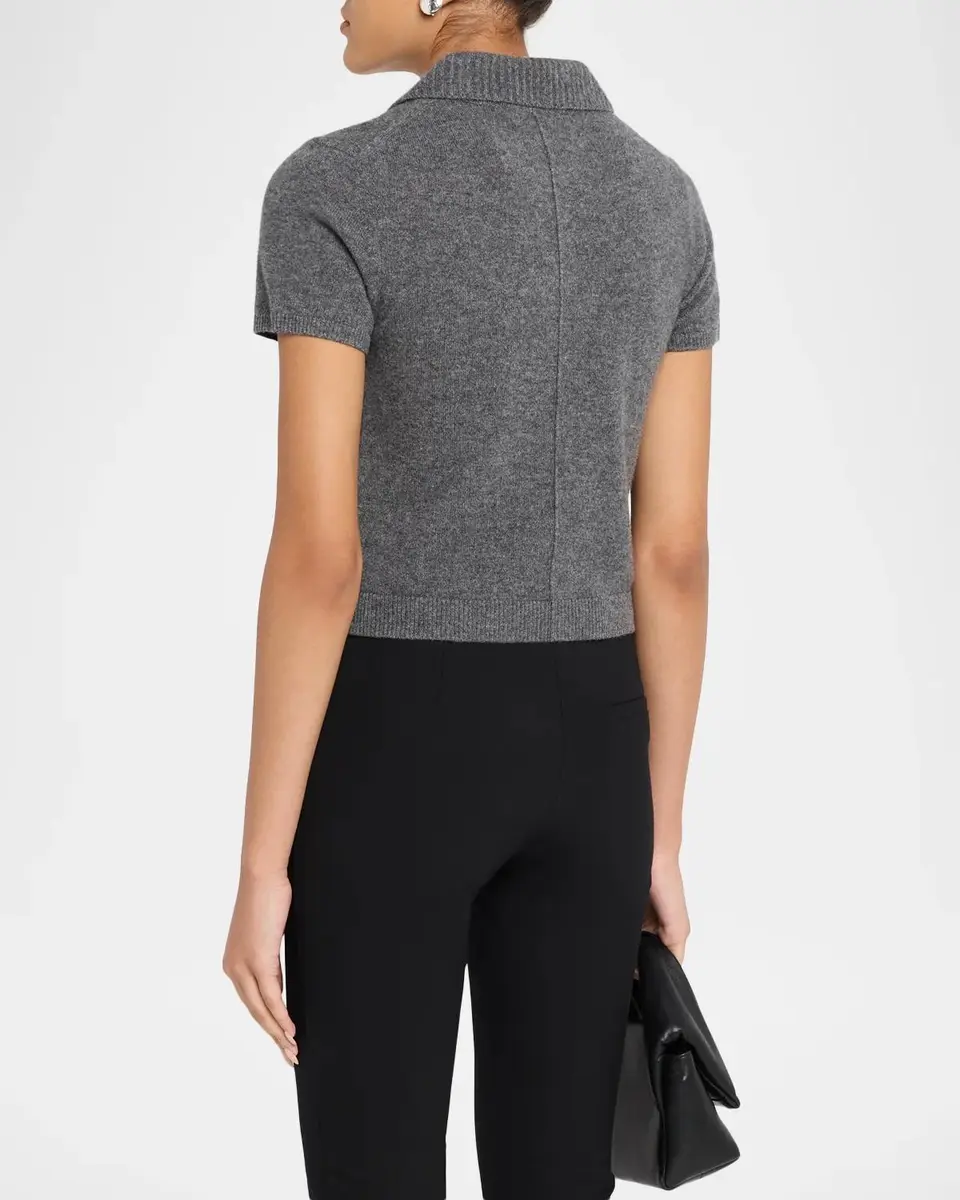 Simkhai Twila Short-Sleeve Cashmere Polo Sweater | Thumbnail 3