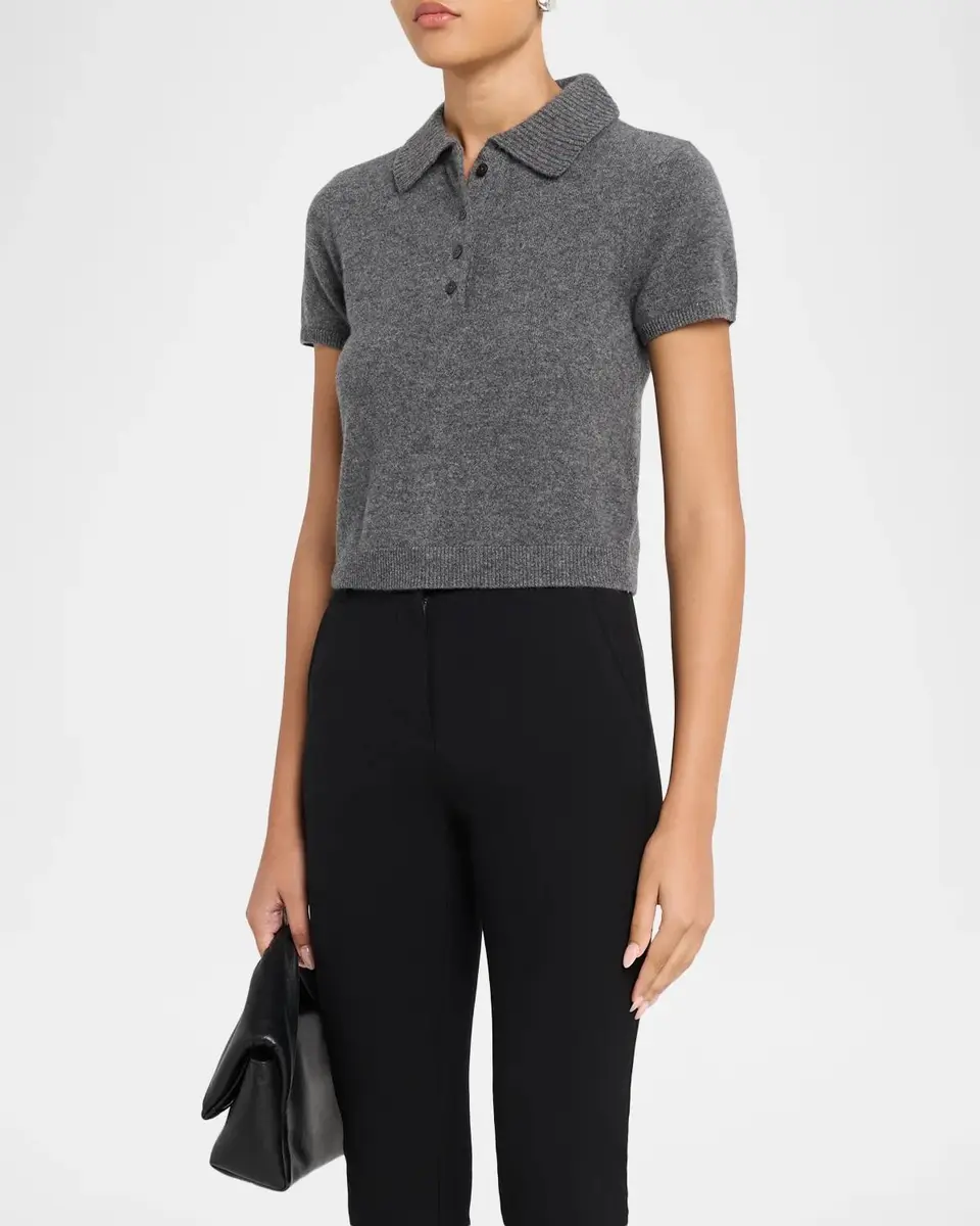 Simkhai Twila Short-Sleeve Cashmere Polo Sweater | Thumbnail 4