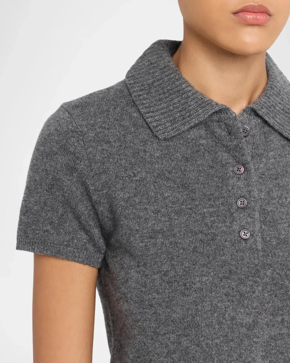 Simkhai Twila Short-Sleeve Cashmere Polo Sweater | Thumbnail 5