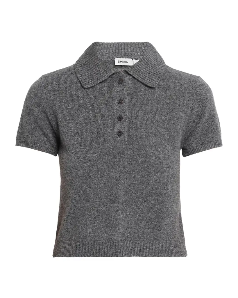 Twila Short-Sleeve Cashmere Polo Sweater