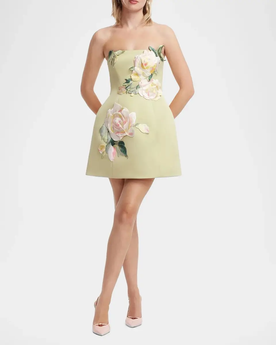 LEO LIN Roselle Strapless Floral Applique Mini Dress | Thumbnail 2 LEO LIN Roselle Strapless Floral Applique Mini Dress | Thumbnail 2