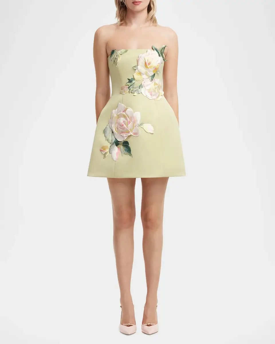 LEO LIN Roselle Strapless Floral Applique Mini Dress | Thumbnail 4 LEO LIN Roselle Strapless Floral Applique Mini Dress | Thumbnail 4