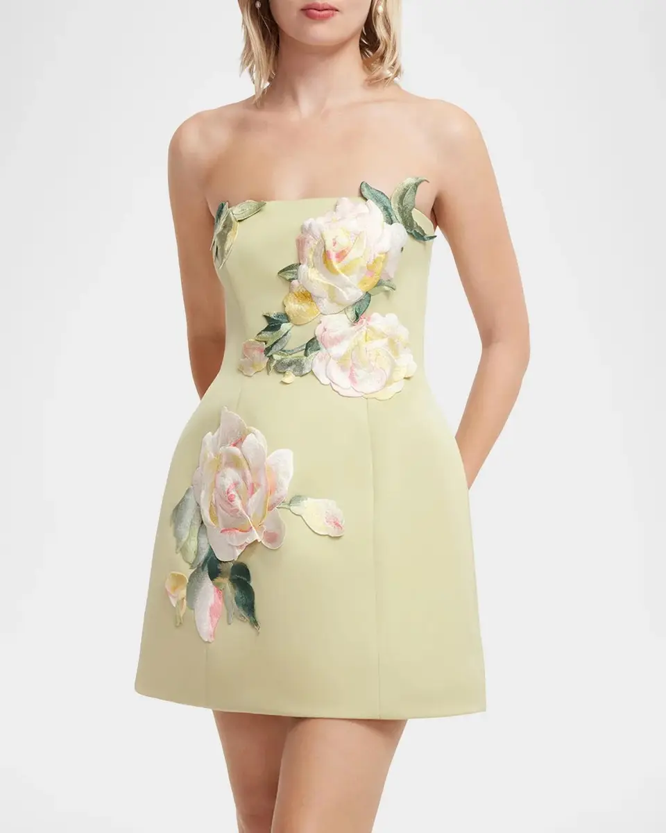 LEO LIN Roselle Strapless Floral Applique Mini Dress | Thumbnail 5 LEO LIN Roselle Strapless Floral Applique Mini Dress | Thumbnail 5