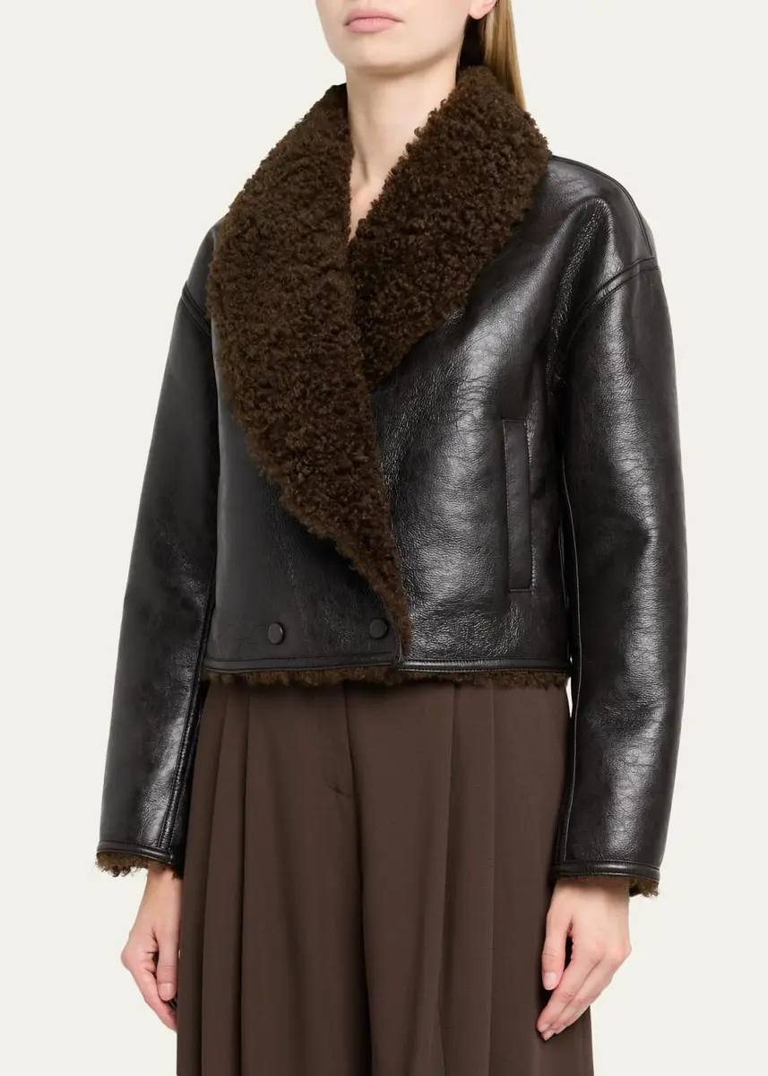 A.L.C. Stella Sherpa-Lined Faux Leather Jacket | Thumbnail 4 A.L.C. Stella Sherpa-Lined Faux Leather Jacket | Thumbnail 4