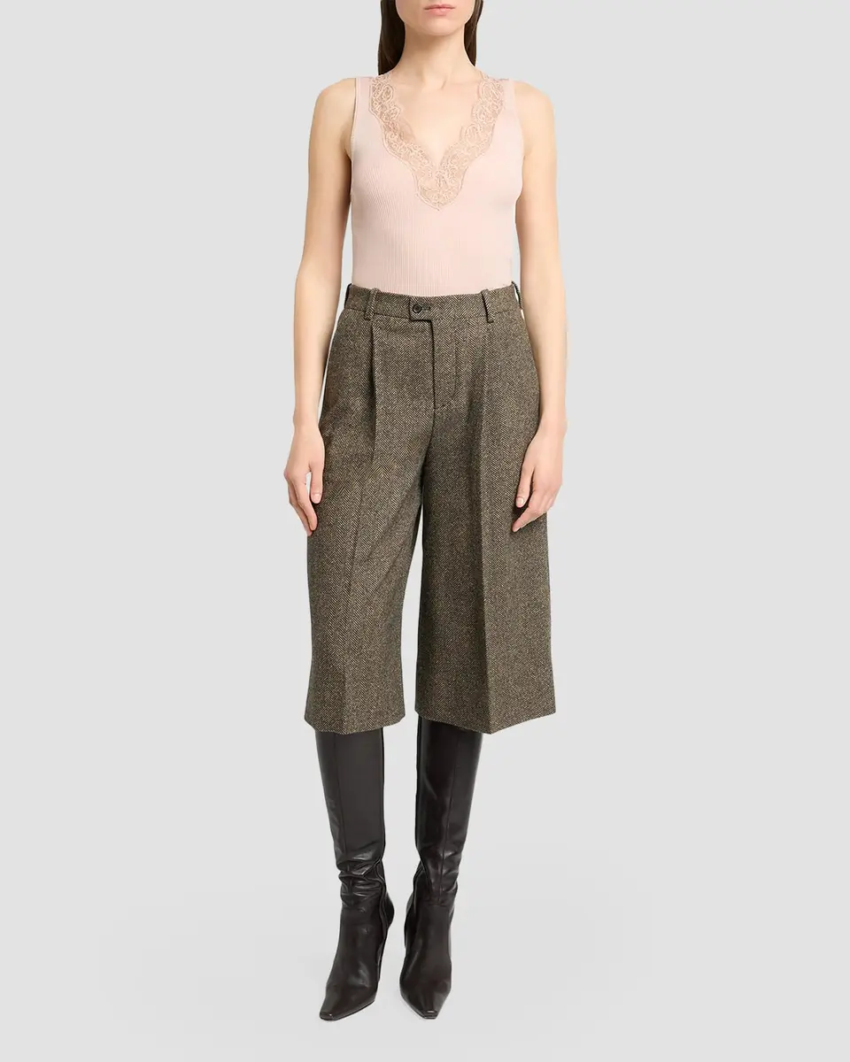 Saint Laurent Ribbed Silk Laced Tank Top | Thumbnail 2
