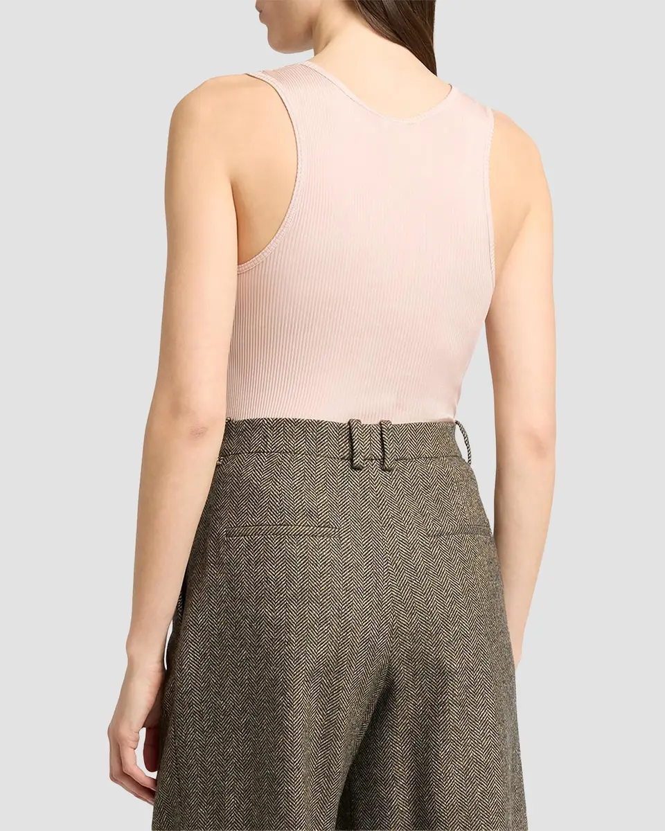 Saint Laurent Ribbed Silk Laced Tank Top | Thumbnail 3
