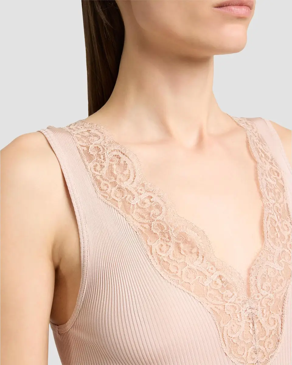 Saint Laurent Ribbed Silk Laced Tank Top | Thumbnail 5