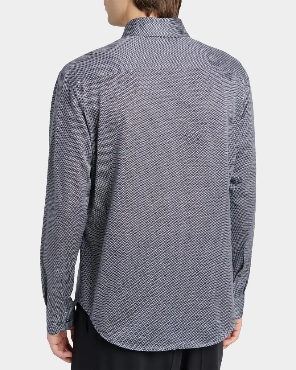 Giorgio Armani Men's Cotton Micro-Geometric Sport Shirt | Thumbnail 3