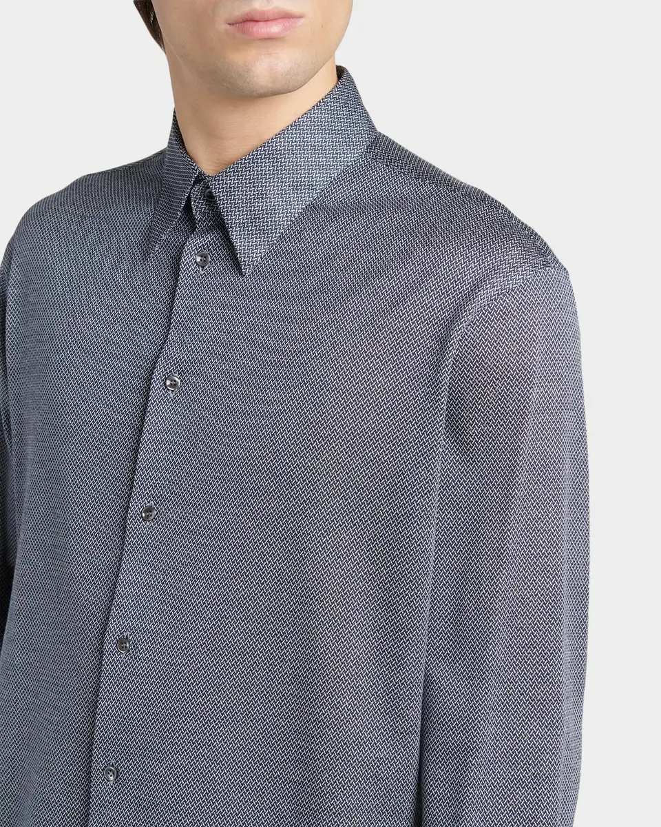 Giorgio Armani Men's Cotton Micro-Geometric Sport Shirt | Thumbnail 5