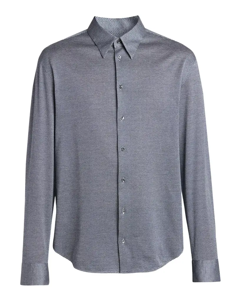 Giorgio Armani Men's Cotton Micro-Geometric Sport Shirt | Image 1 Giorgio Armani Men's Cotton Micro-Geometric Sport Shirt | Image 1