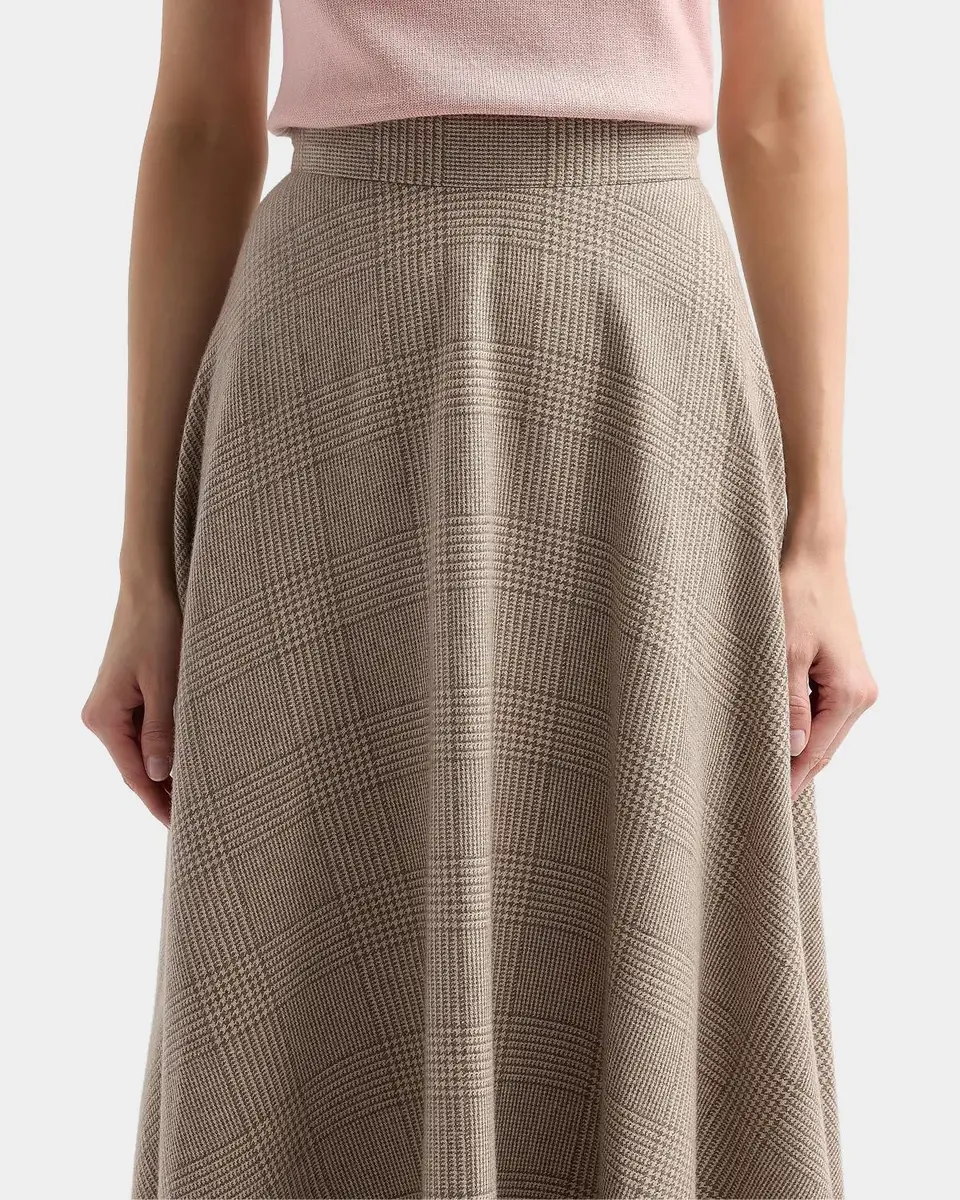 Oscar de la Renta Glen Plaid Wool-Cashmere Tailored Midi Skirt | Thumbnail 4
