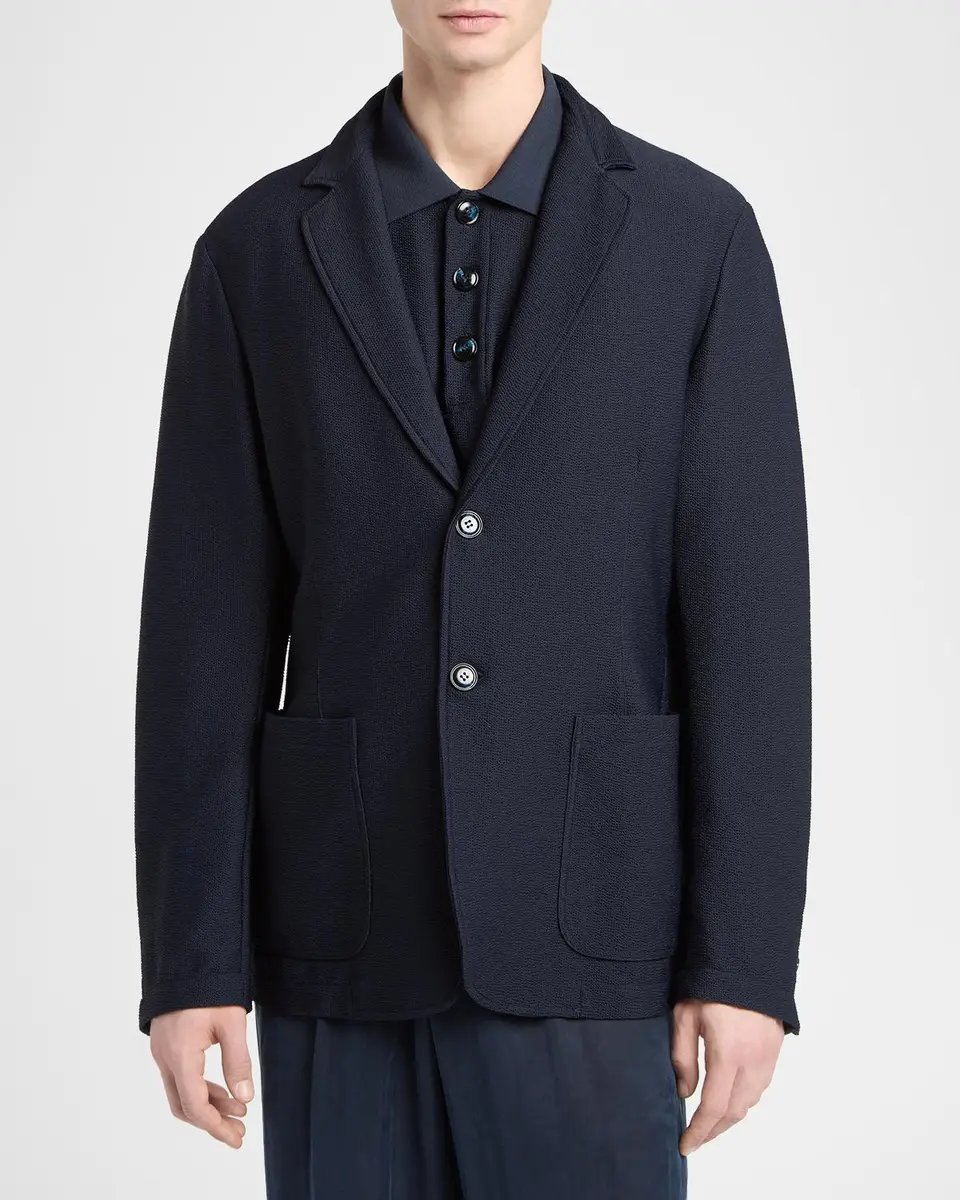 Giorgio Armani Men's Seersucker Single-Breasted Sport Coat | Thumbnail 4 Giorgio Armani Men's Seersucker Single-Breasted Sport Coat | Thumbnail 4
