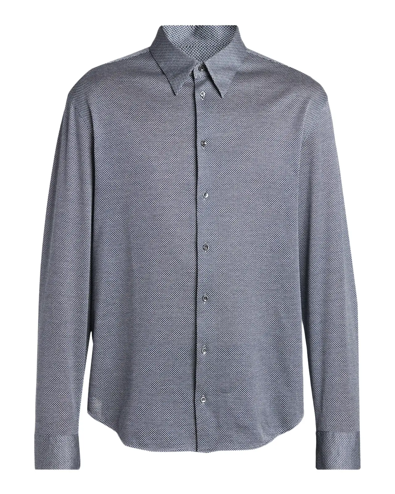 Men's Silk-Blend Micro-Chevron Button-Down Shirt Men's Silk-Blend Micro-Chevron Button-Down Shirt
