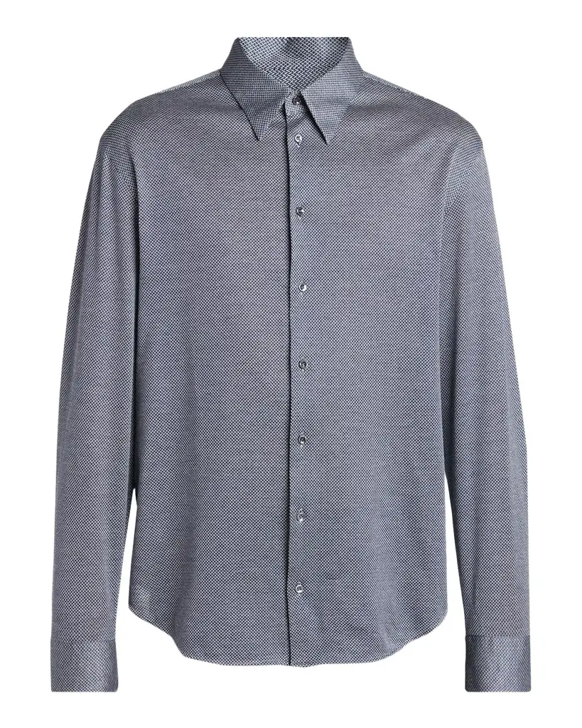 Giorgio Armani Men's Silk-Blend Micro-Chevron Button-Down Shirt | Image 1 Giorgio Armani Men's Silk-Blend Micro-Chevron Button-Down Shirt | Image 1