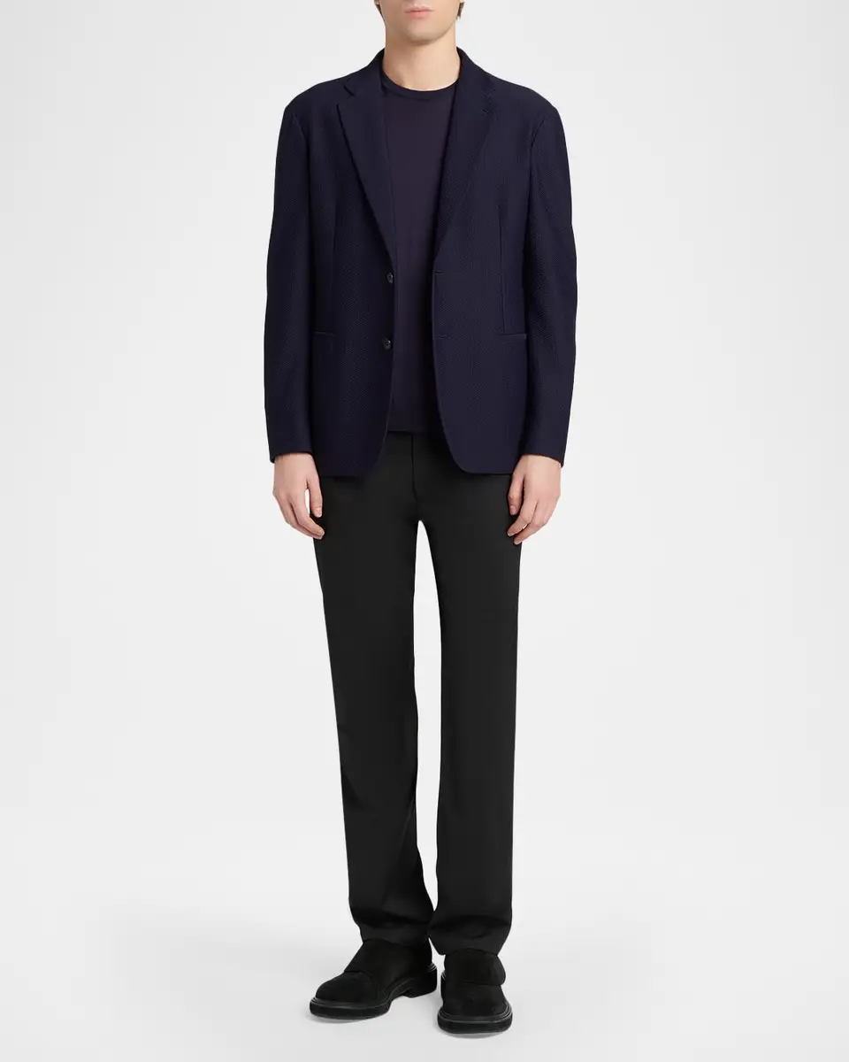 Giorgio Armani Men's Rib-Knit Wool-Blend T-Shirt | Thumbnail 2 Giorgio Armani Men's Rib-Knit Wool-Blend T-Shirt | Thumbnail 2