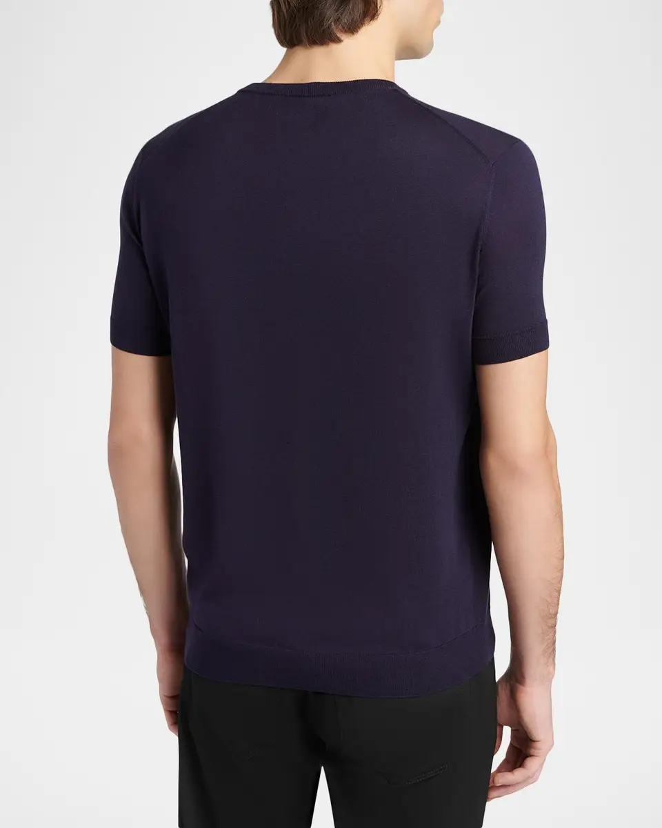 Giorgio Armani Men's Rib-Knit Wool-Blend T-Shirt | Thumbnail 3 Giorgio Armani Men's Rib-Knit Wool-Blend T-Shirt | Thumbnail 3
