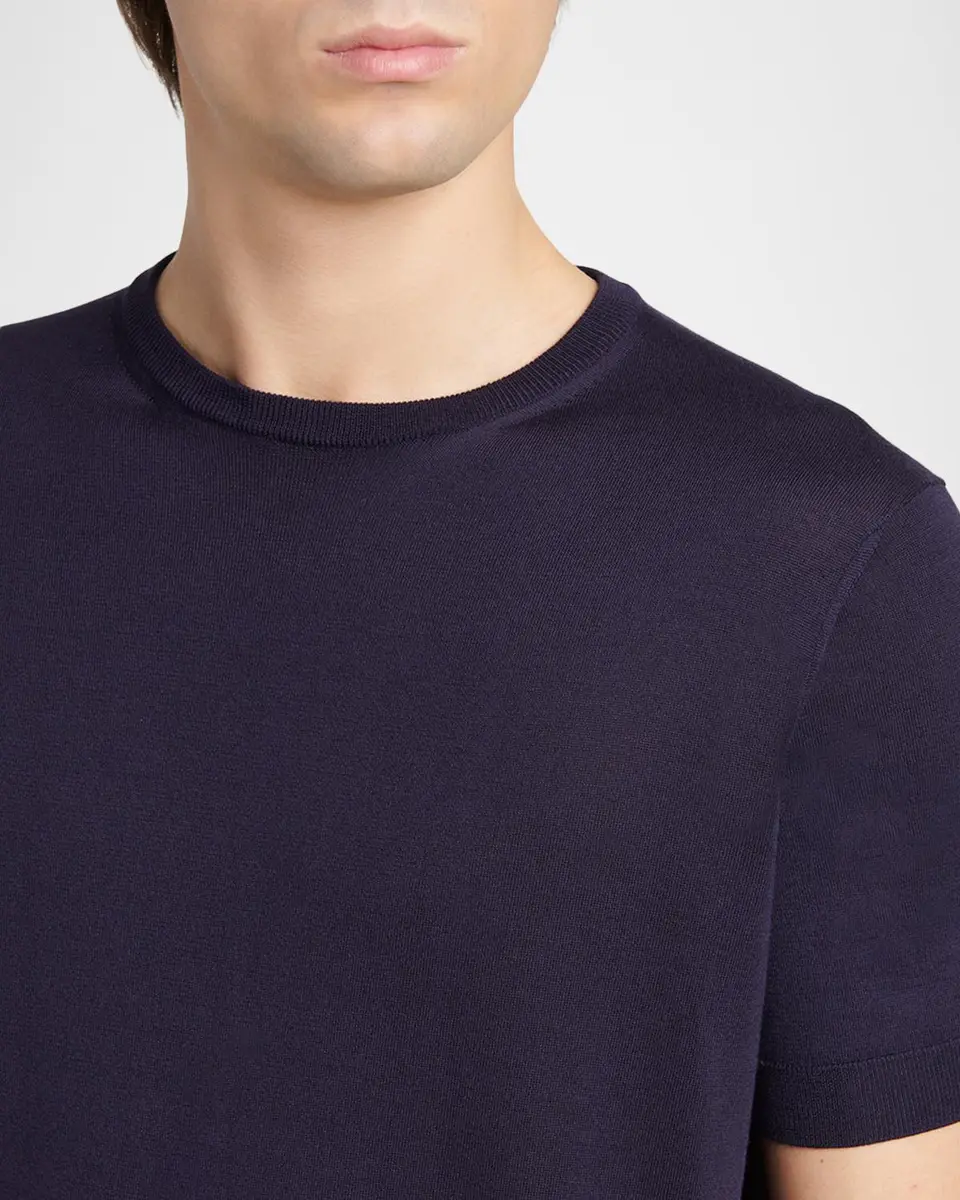 Giorgio Armani Men's Rib-Knit Wool-Blend T-Shirt | Thumbnail 5 Giorgio Armani Men's Rib-Knit Wool-Blend T-Shirt | Thumbnail 5