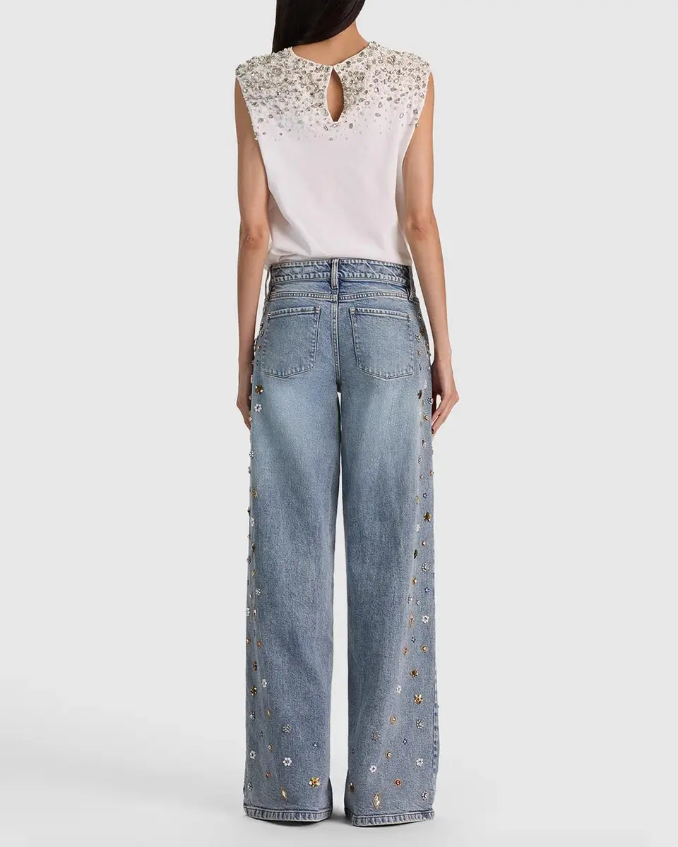 Alice + Olivia Amazing Embellished Mid-Rise Baggy Jeans | Thumbnail 3
