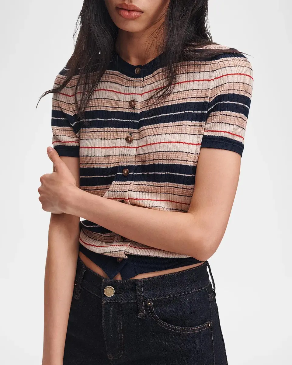 rag & bone Teresa Striped Short-Sleeve Cardigan | Thumbnail 4 rag & bone Teresa Striped Short-Sleeve Cardigan | Thumbnail 4