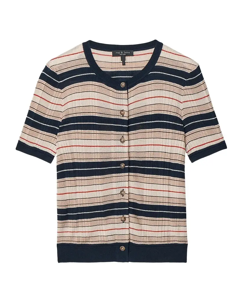 Teresa Striped Short-Sleeve Cardigan Teresa Striped Short-Sleeve Cardigan