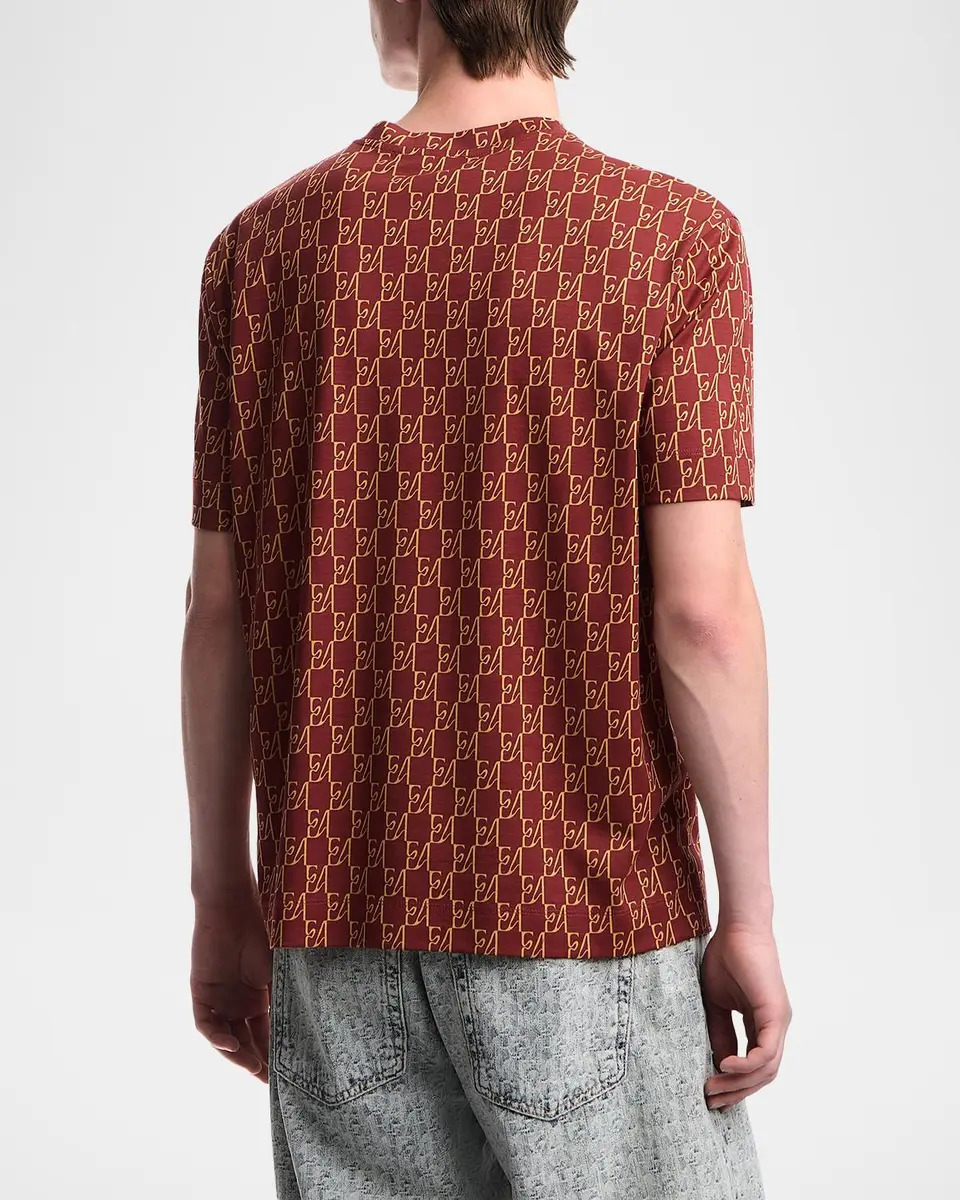 Emporio Armani Men's All-Over Logo Crewneck T-Shirt | Thumbnail 3 Emporio Armani Men's All-Over Logo Crewneck T-Shirt | Thumbnail 3