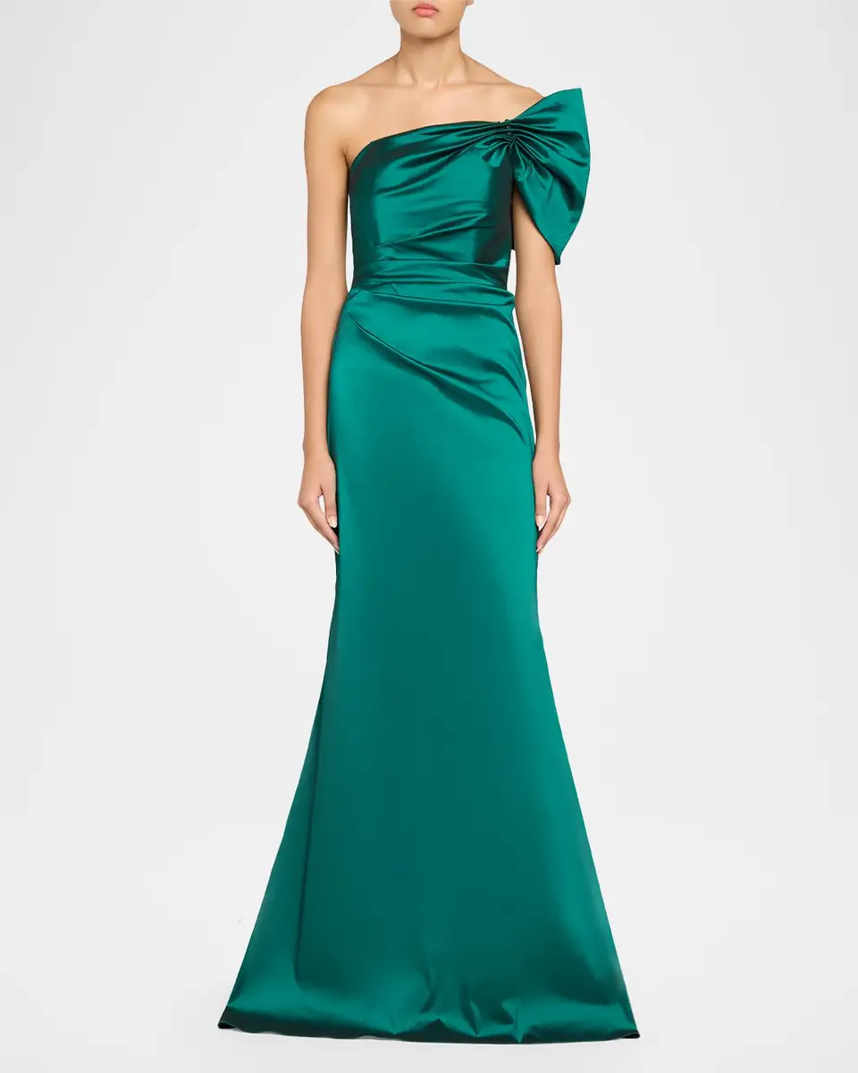 Rickie Freeman for Teri Jon One Shoulder Ruched Taffeta Gown | Thumbnail 2 Rickie Freeman for Teri Jon One Shoulder Ruched Taffeta Gown | Thumbnail 2