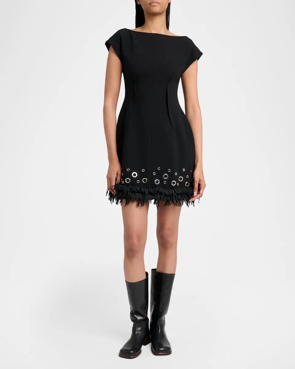 Proenza Schouler Grazziela Grommet Embellished Fringed Mini Dress | Thumbnail 4 Proenza Schouler Grazziela Grommet Embellished Fringed Mini Dress | Thumbnail 4