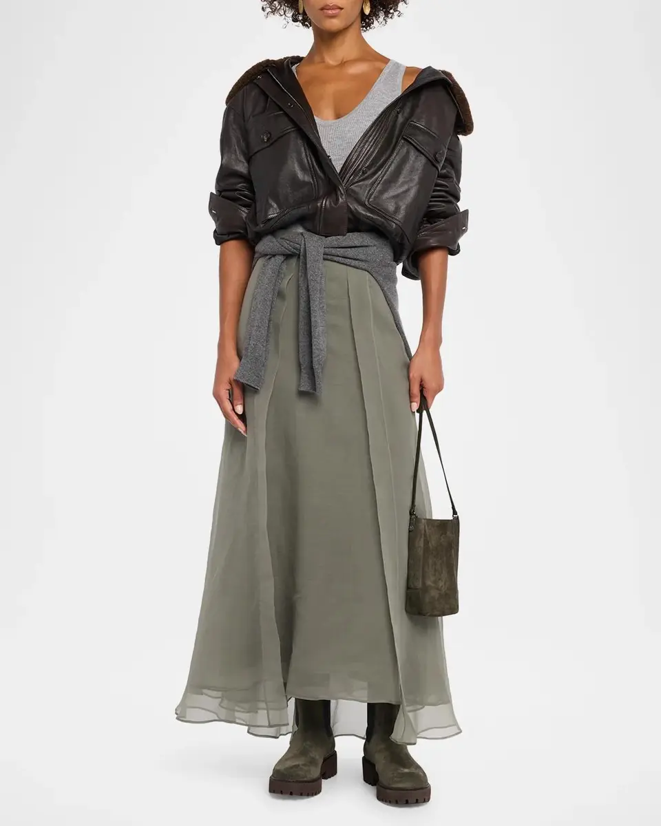 Brunello Cucinelli Layered Crispy Silk Maxi Circle Skirt | Thumbnail 2 Brunello Cucinelli Layered Crispy Silk Maxi Circle Skirt | Thumbnail 2