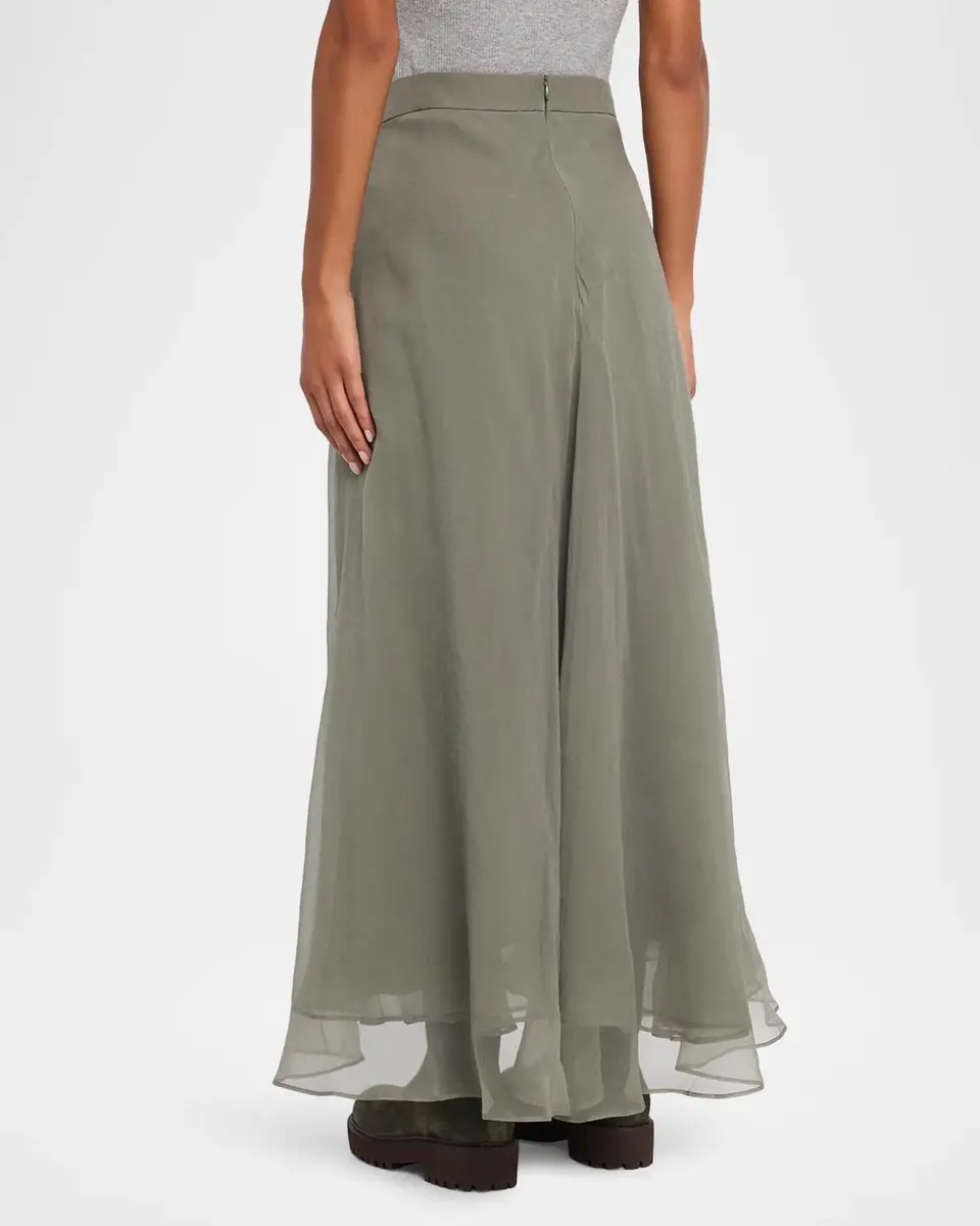 Brunello Cucinelli Layered Crispy Silk Maxi Circle Skirt | Thumbnail 3 Brunello Cucinelli Layered Crispy Silk Maxi Circle Skirt | Thumbnail 3