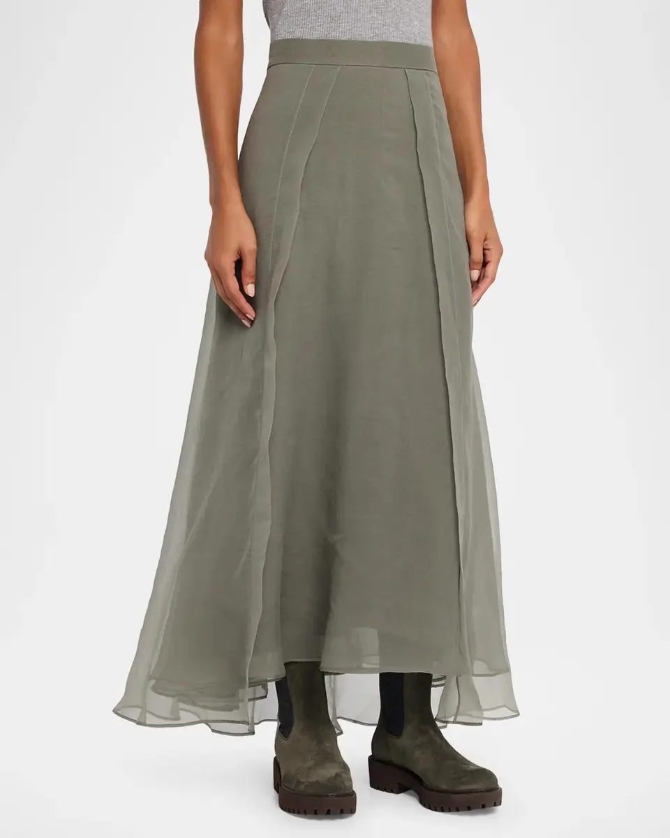 Brunello Cucinelli Layered Crispy Silk Maxi Circle Skirt | Thumbnail 4 Brunello Cucinelli Layered Crispy Silk Maxi Circle Skirt | Thumbnail 4