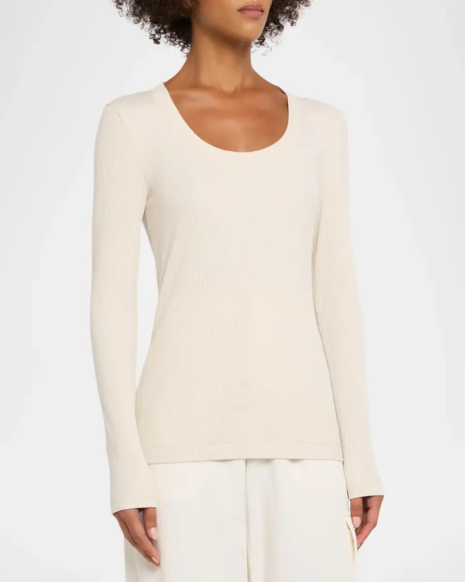 Brunello Cucinelli Sparkle Rib Knit Long-Sleeve Top | Thumbnail 4 Brunello Cucinelli Sparkle Rib Knit Long-Sleeve Top | Thumbnail 4