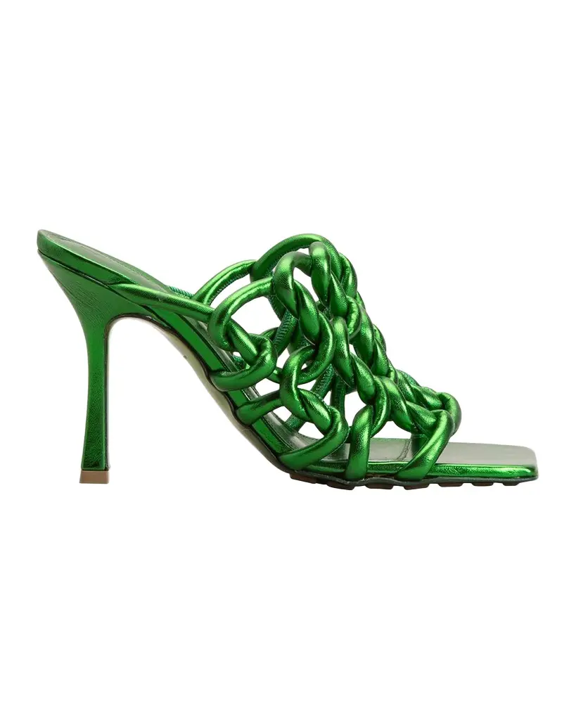 Bottega Veneta Reflection Metallic Weave Mule Sandals | Image 1 Bottega Veneta Reflection Metallic Weave Mule Sandals | Image 1