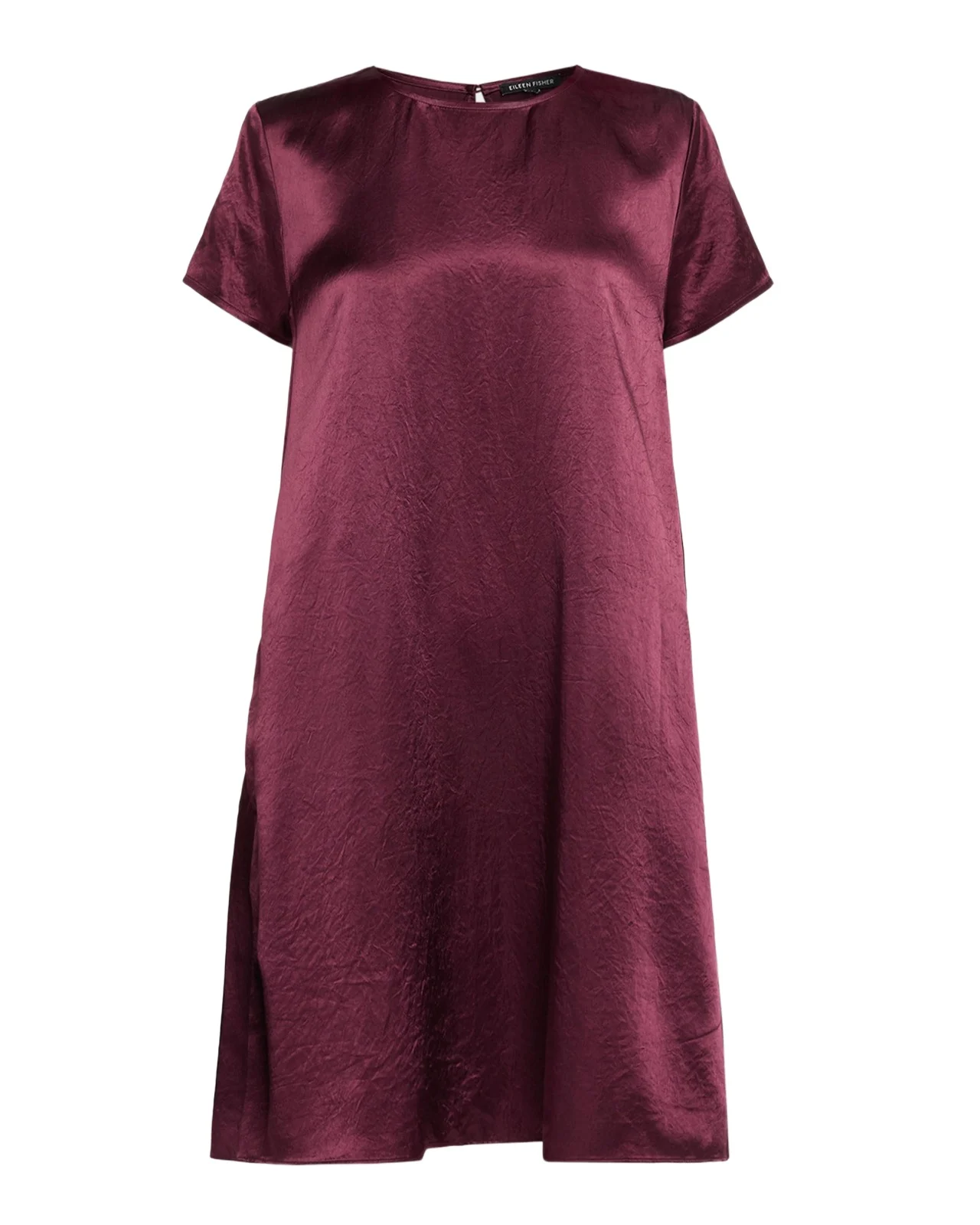 Short-Sleeve Satin Mini Shift Dress