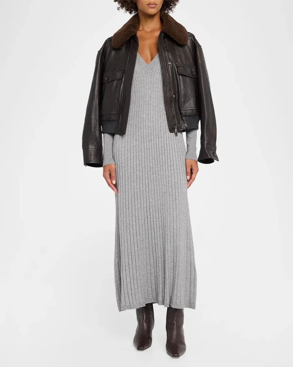 Brunello Cucinelli Sparkle Cashmere Rib Long-Sleeve Midi Dress | Thumbnail 2 Brunello Cucinelli Sparkle Cashmere Rib Long-Sleeve Midi Dress | Thumbnail 2
