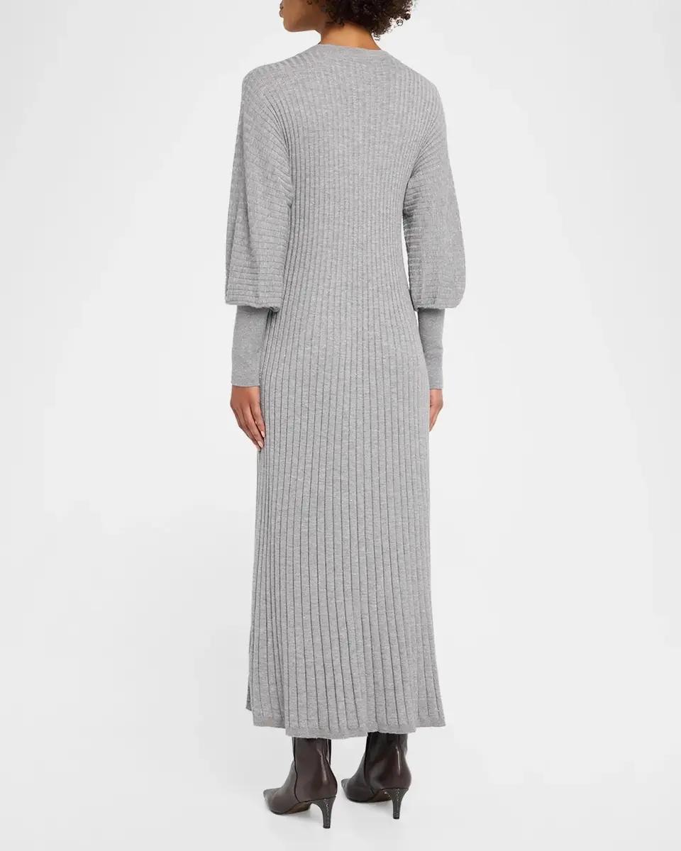 Brunello Cucinelli Sparkle Cashmere Rib Long-Sleeve Midi Dress | Thumbnail 3 Brunello Cucinelli Sparkle Cashmere Rib Long-Sleeve Midi Dress | Thumbnail 3