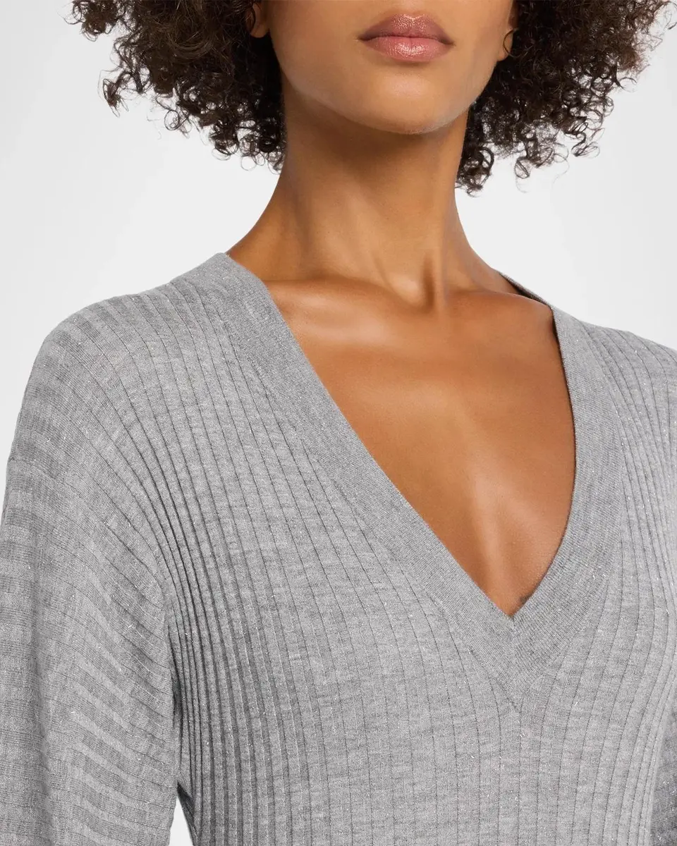 Brunello Cucinelli Sparkle Cashmere Rib Long-Sleeve Midi Dress | Thumbnail 5 Brunello Cucinelli Sparkle Cashmere Rib Long-Sleeve Midi Dress | Thumbnail 5