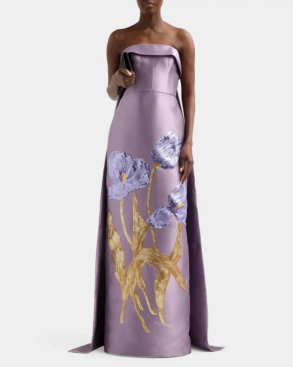 Amsale Tulip Watteau Column Gown | Thumbnail 2 Amsale Tulip Watteau Column Gown | Thumbnail 2