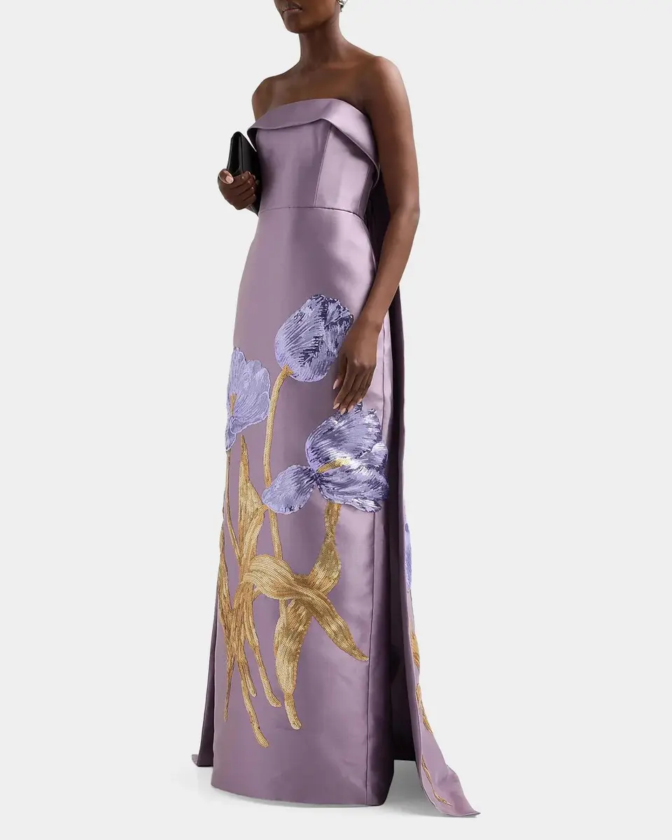 Amsale Tulip Watteau Column Gown | Thumbnail 5 Amsale Tulip Watteau Column Gown | Thumbnail 5