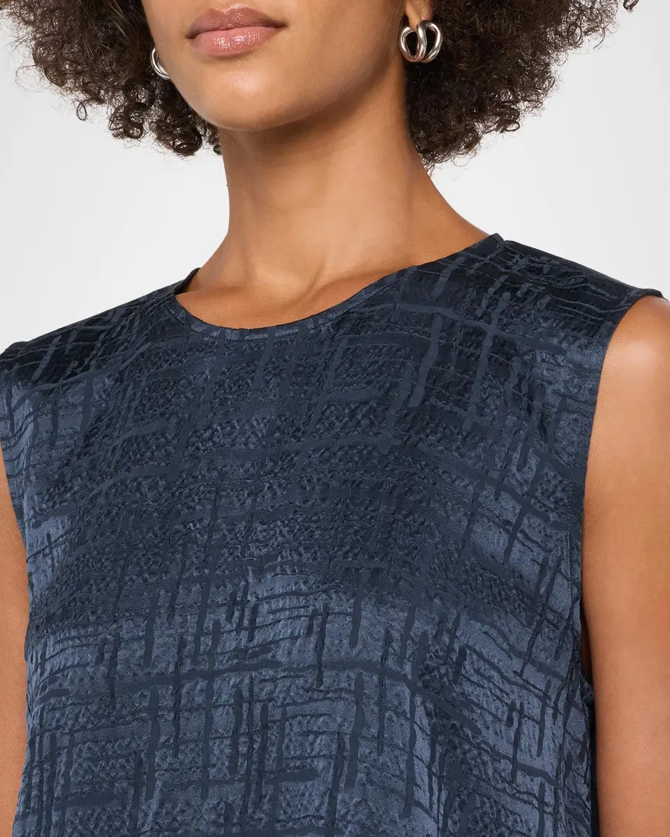 Eileen Fisher Sleeveless Matte & Shiny Silk Midi Dress | Thumbnail 5 Eileen Fisher Sleeveless Matte & Shiny Silk Midi Dress | Thumbnail 5