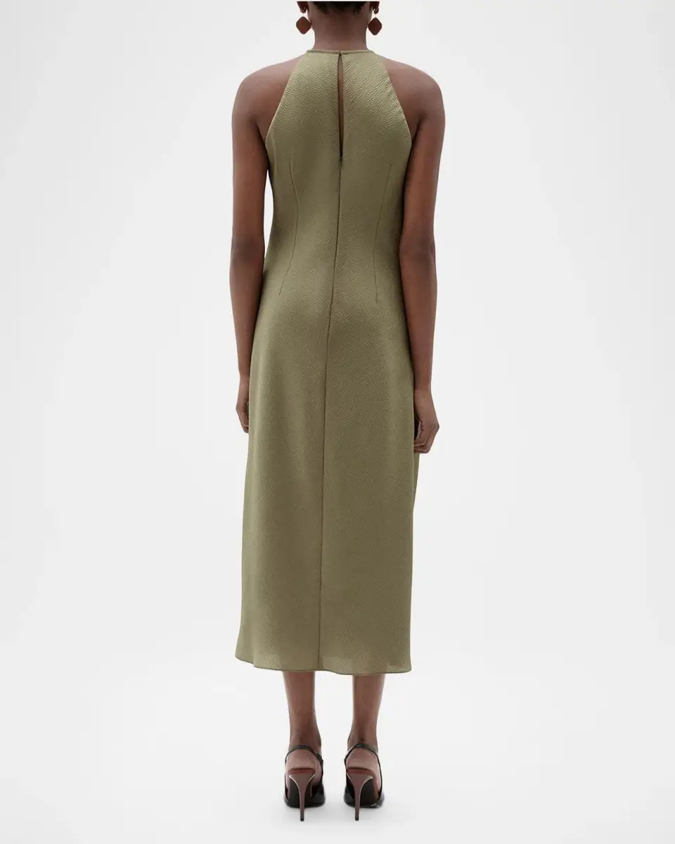 Amsale Halterneck Draped Midi Dress | Thumbnail 3 Amsale Halterneck Draped Midi Dress | Thumbnail 3