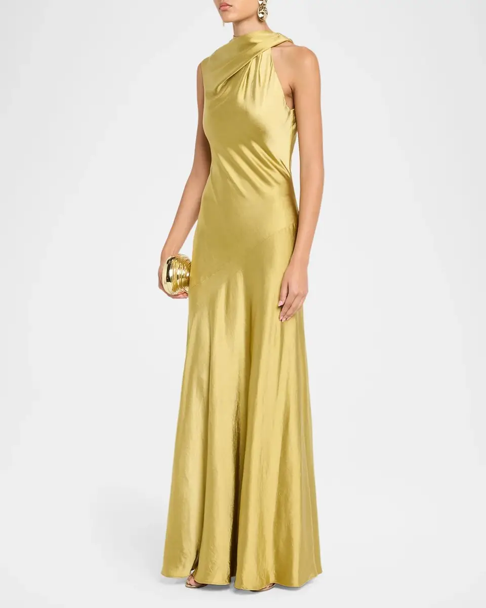 Amsale Liquid Satin Draped Gown | Thumbnail 4 Amsale Liquid Satin Draped Gown | Thumbnail 4