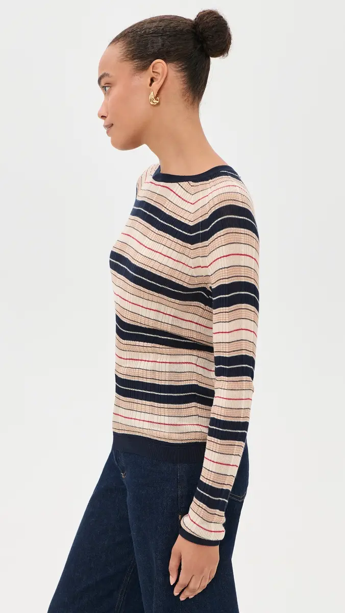 rag & bone Teresa Silk Blend Stripe Crew Pullover | Thumbnail 4