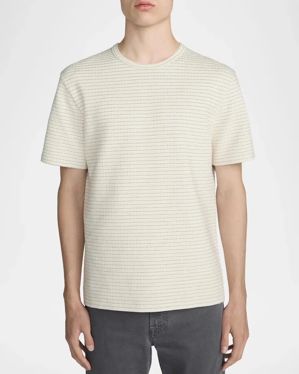 Frame Men's Cotton Jacquard Crewneck T-Shirt | Thumbnail 4 Frame Men's Cotton Jacquard Crewneck T-Shirt | Thumbnail 4