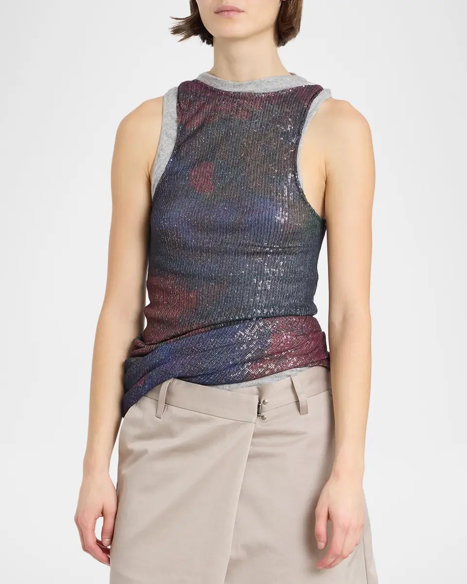 MM6 MAISON MARGIELA Sleeveless Sequin Draped Top | Thumbnail 4 MM6 MAISON MARGIELA Sleeveless Sequin Draped Top | Thumbnail 4