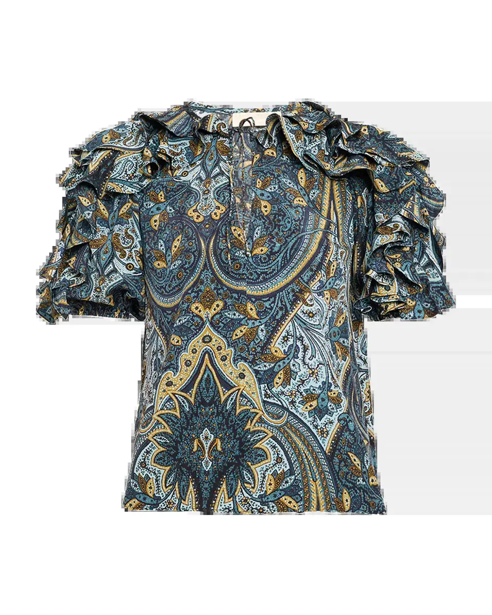 Ulla Johnson Josephine Paisley Flutter-Sleeve Blouse | Thumbnail 2 Ulla Johnson Josephine Paisley Flutter-Sleeve Blouse | Thumbnail 2