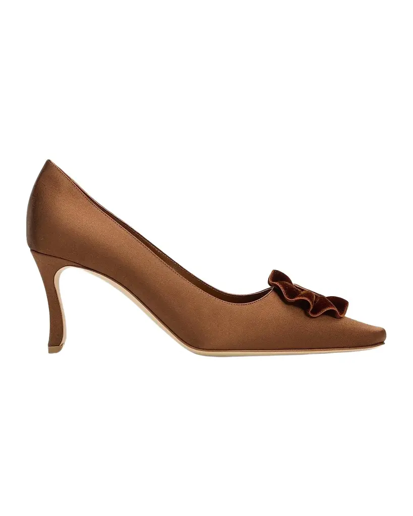 Manolo Blahnik Fortan 70MM Satin Stiletto Pumps | Image 1 Manolo Blahnik Fortan 70MM Satin Stiletto Pumps | Image 1
