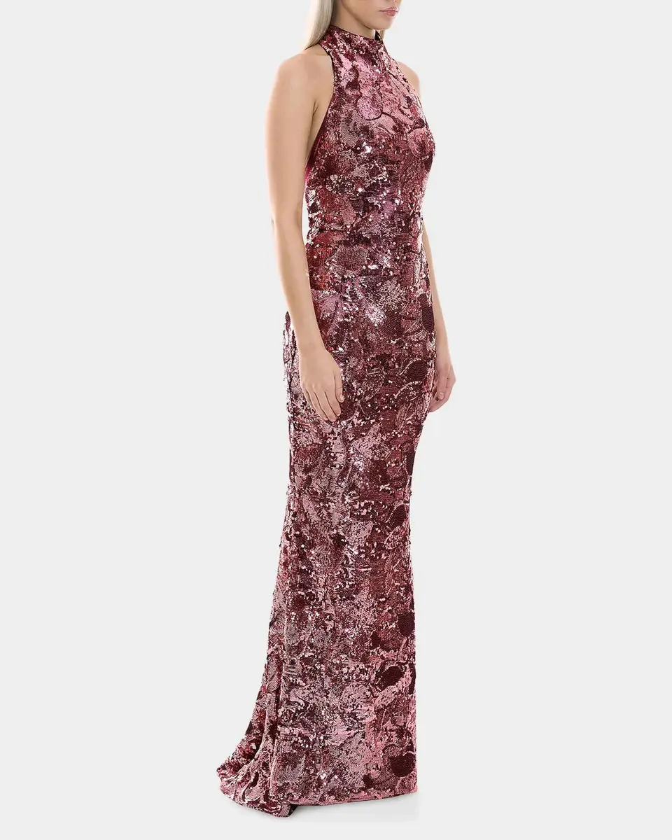Zhivago No More Songs Sequined Halter Column Gown | Thumbnail 4 Zhivago No More Songs Sequined Halter Column Gown | Thumbnail 4