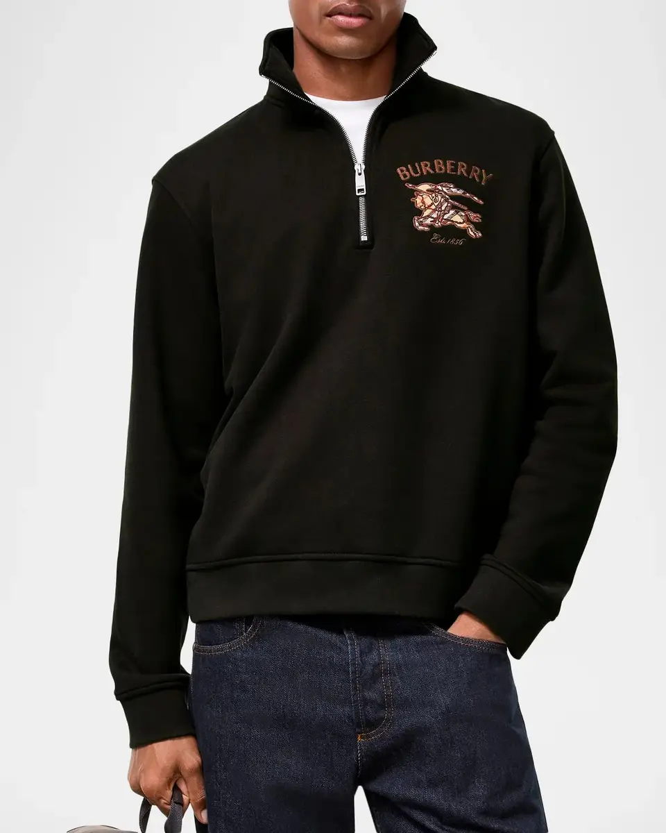 Burberry Jacob EKD Cotton Half-Zip Sweatshirt | Thumbnail 2 Burberry Jacob EKD Cotton Half-Zip Sweatshirt | Thumbnail 2