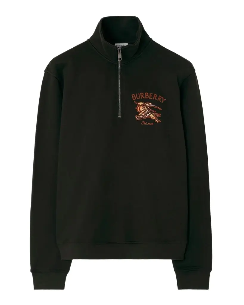 Burberry Jacob EKD Cotton Half-Zip Sweatshirt | Image 1 Burberry Jacob EKD Cotton Half-Zip Sweatshirt | Image 1