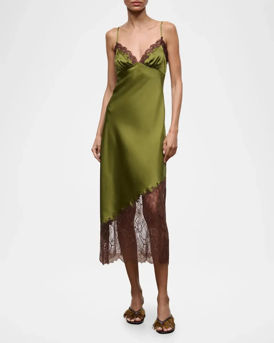 Staud Lara Lace-Trim Silk Dress | Thumbnail 2